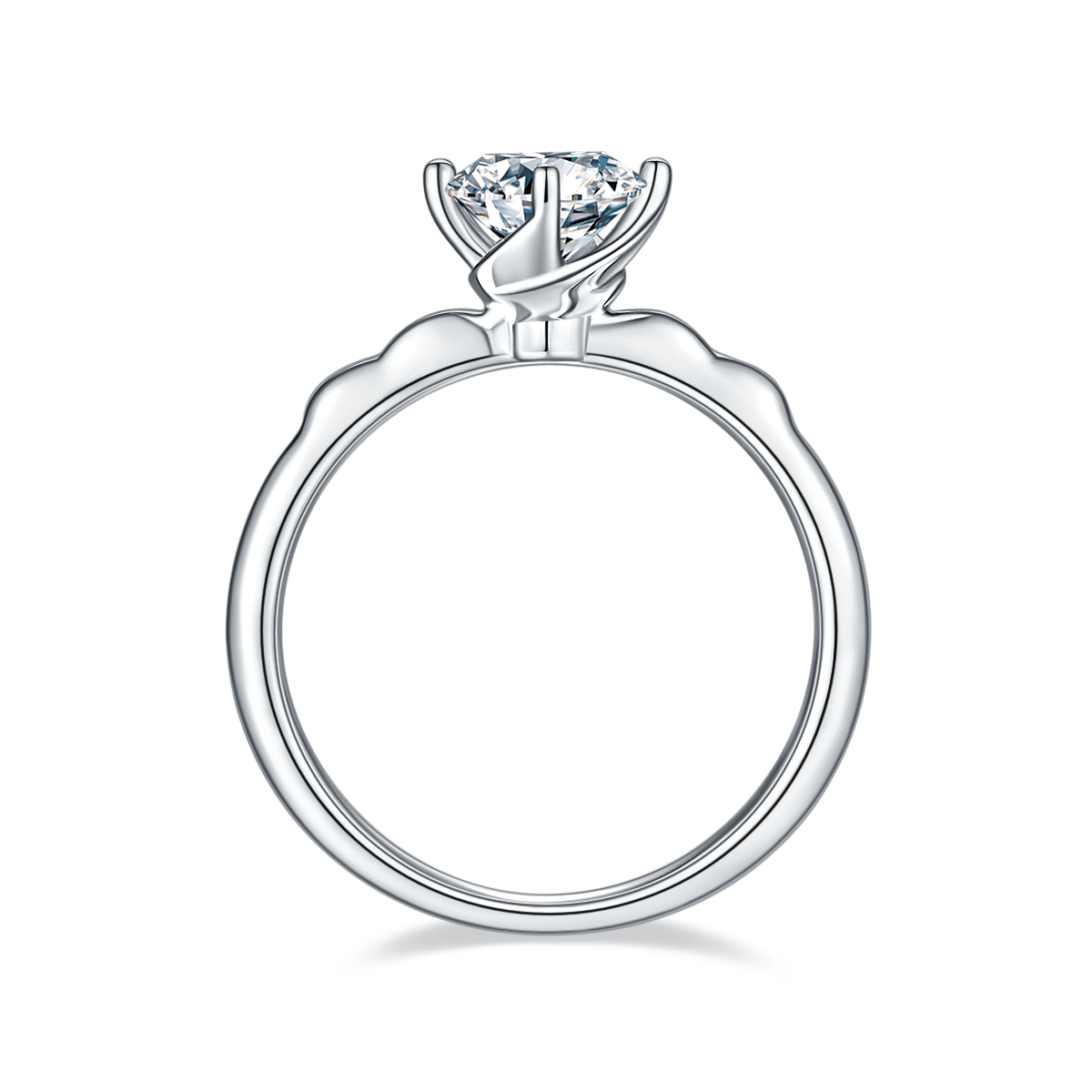 Straight arm windmill S925 silver plated platinum Moissanite women's ring 1 carat D-grade
